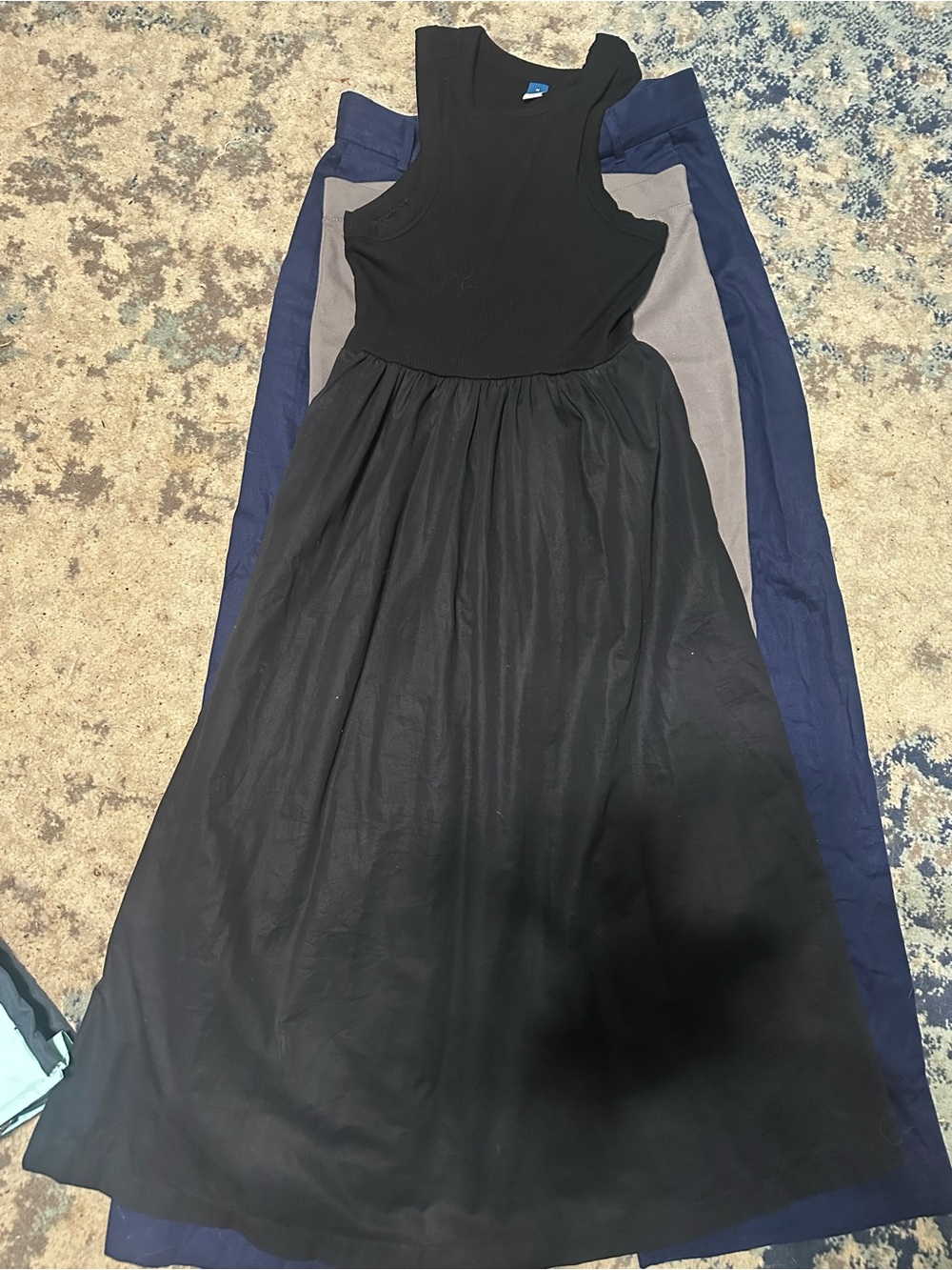 Old Navy Black Sleeveless Maxi Dress with Gathered Skirt